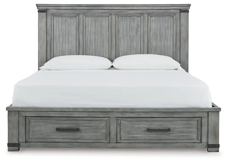 Russelyn King Storage Bed with Mirrored Dresser