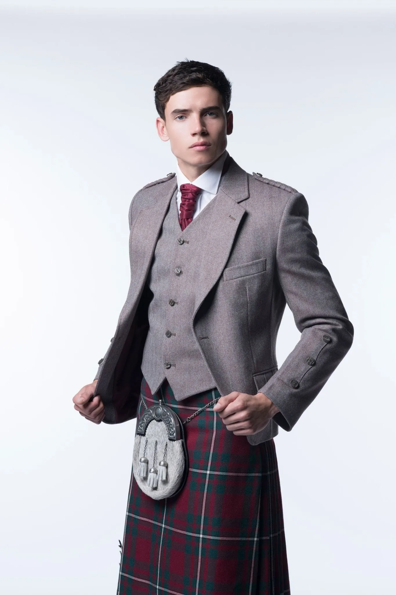 Russet Red Tweed Kilt Jacket and Waistcoat