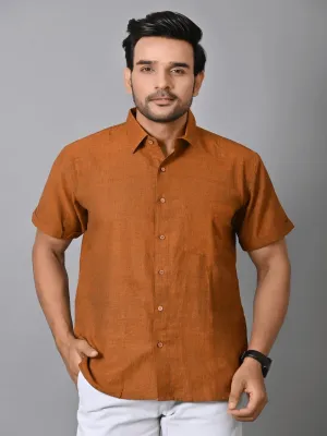 Rust Brown Khadi Cotton Men Shirt