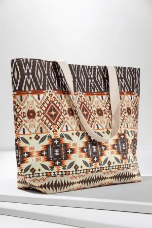 Rust Ethnic Print Tote Bag