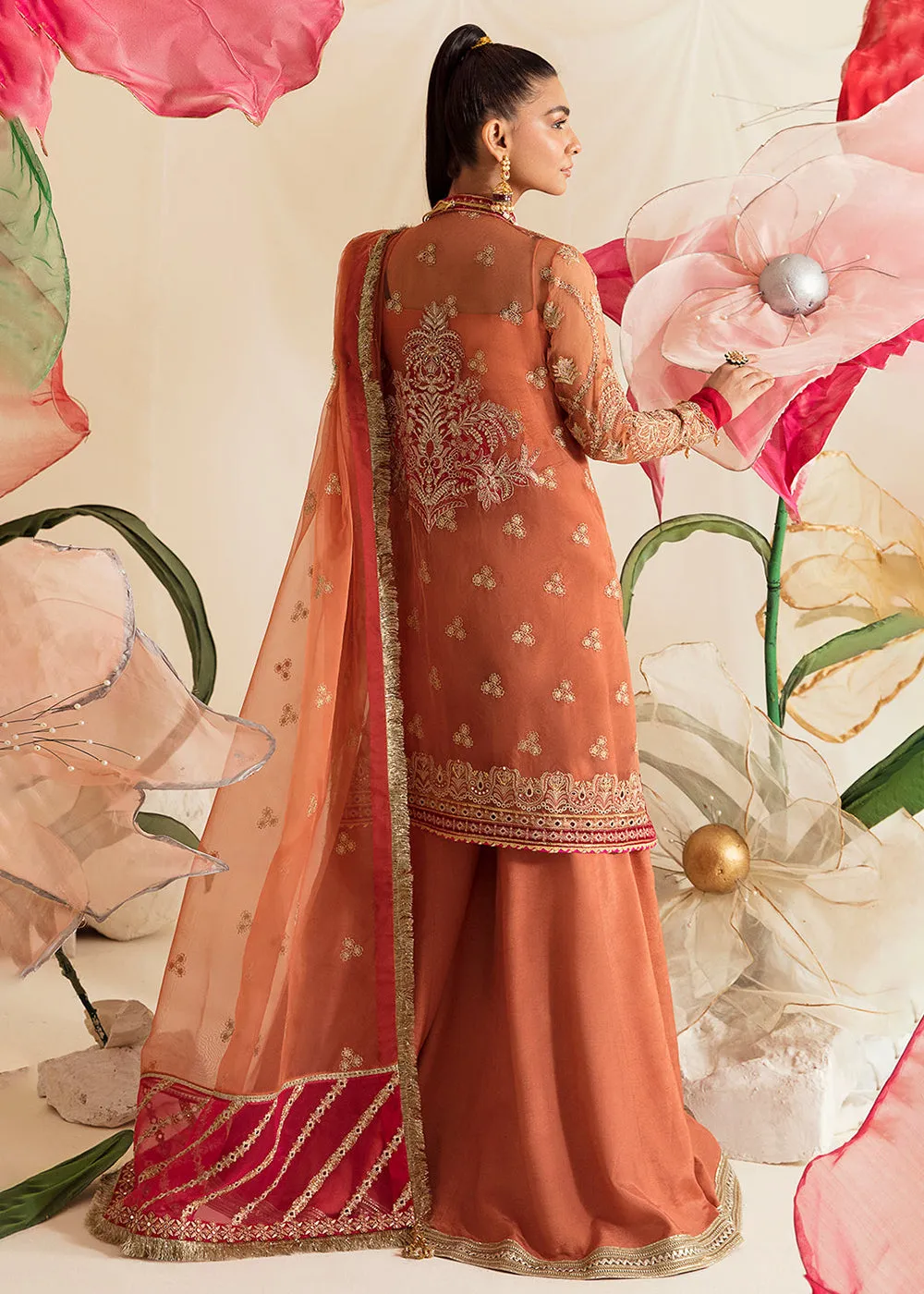 Rust Pakistani Palazzo Suit | Ayzel | Fleur De Lis Formals’23 | Irisa