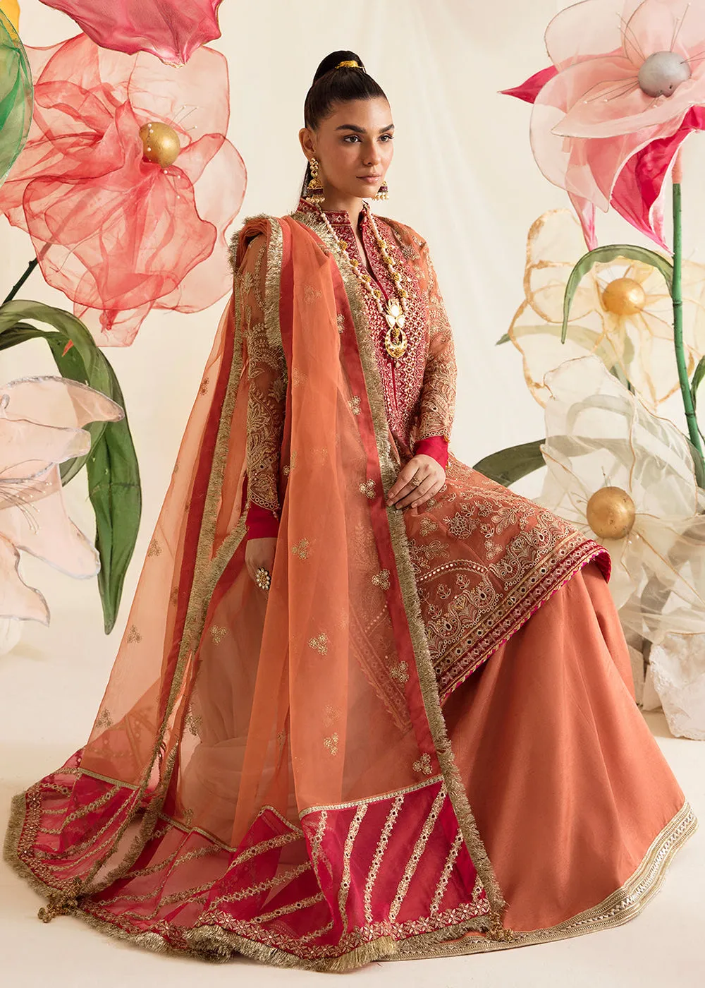 Rust Pakistani Palazzo Suit | Ayzel | Fleur De Lis Formals’23 | Irisa