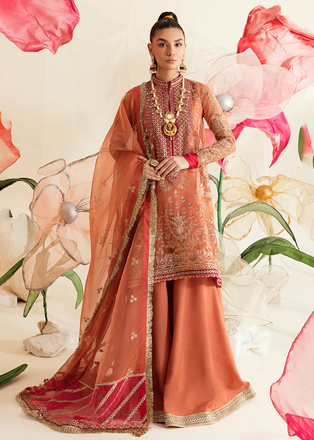 Rust Pakistani Palazzo Suit | Ayzel | Fleur De Lis Formals’23 | Irisa