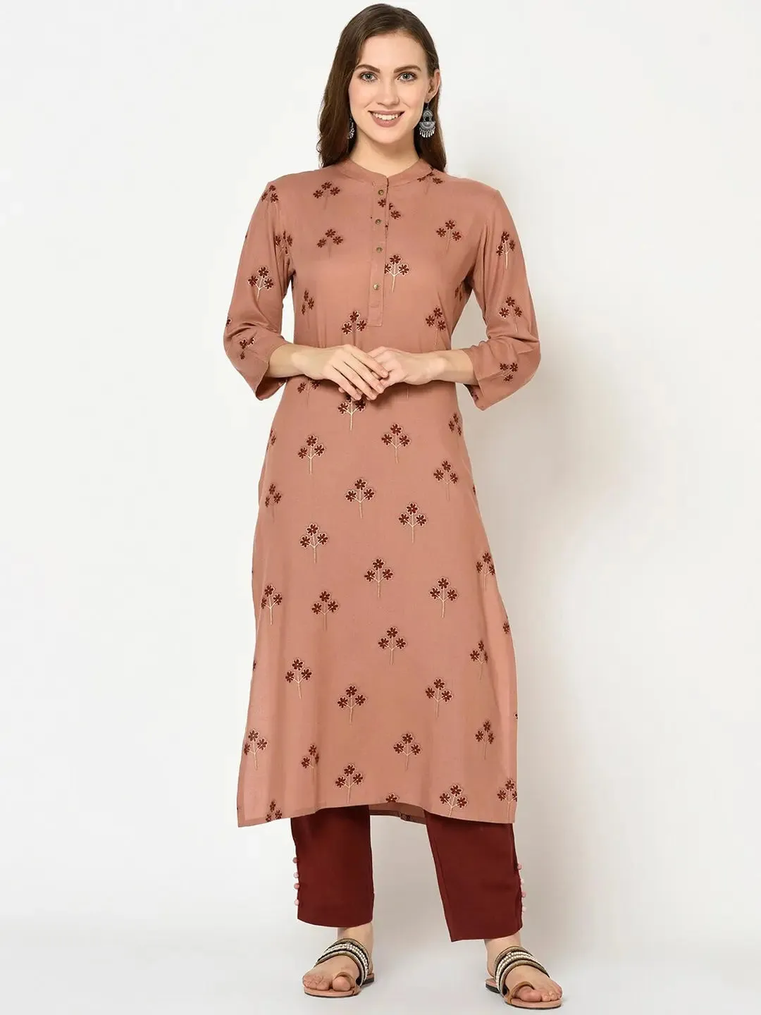 Rust Printed Kurta