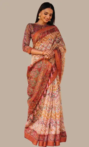 Rust Printed Sari