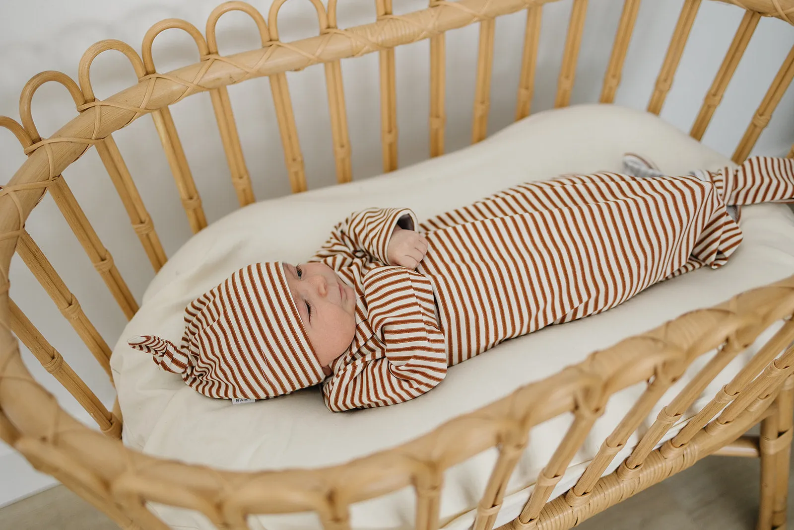 Rust Stripe Newborn Knot Hat