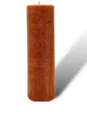 Rustic Amber Glow: Long-Lasting Brown Stick Candle with Distinctive Wood Grain Pattern, Unscented, Eco-Friendly