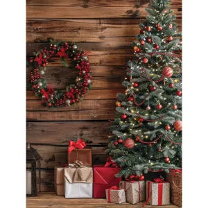 Rustic Christmas Cabin Printed Backdrop