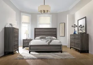 Rustic Grey Oak Five Piece Queen Bedroom Set