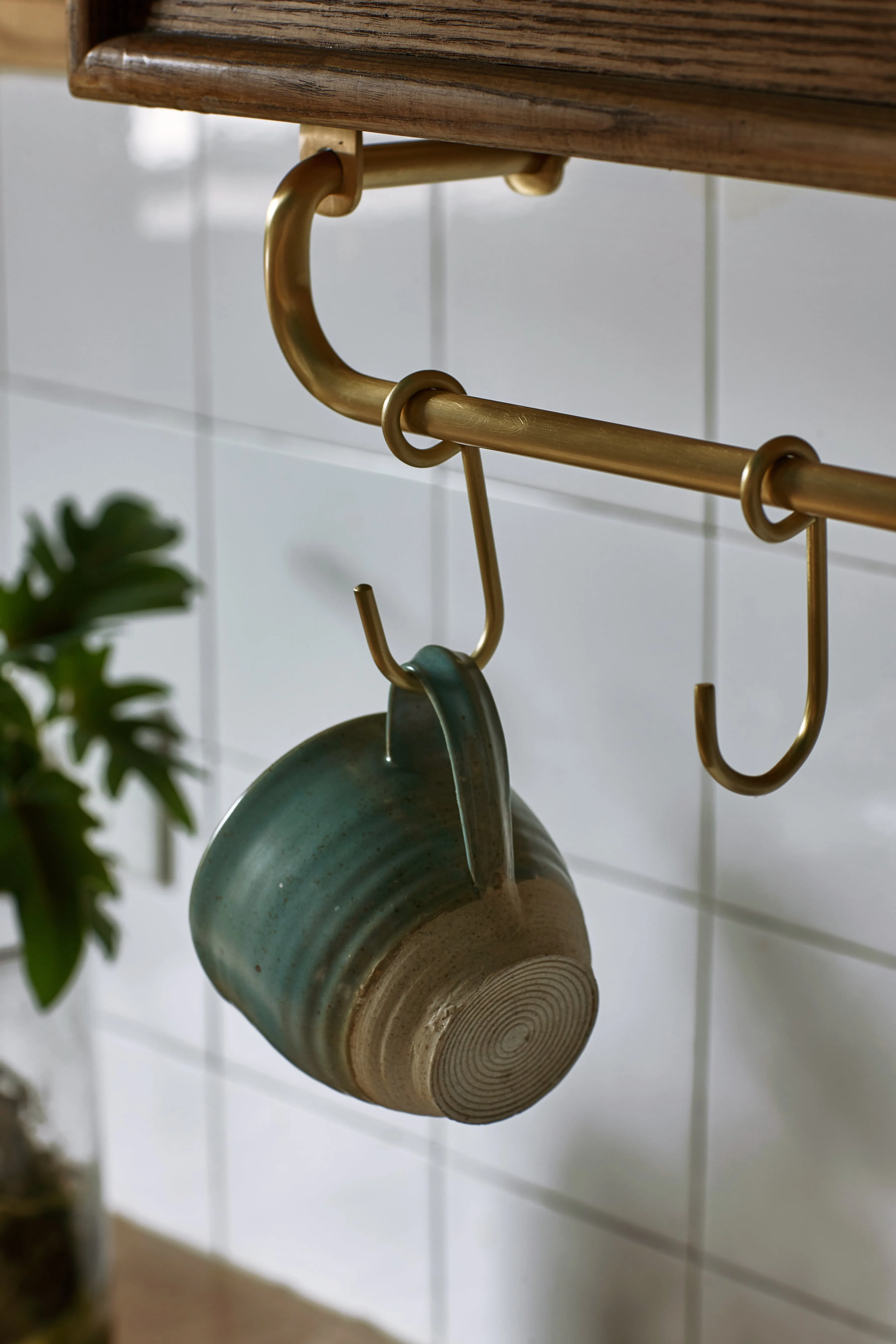 Rustic Solid Brass Kitchen Utensil Rail