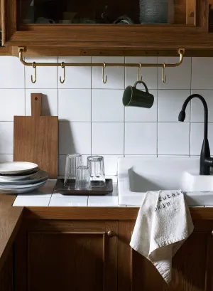 Rustic Solid Brass Kitchen Utensil Rail