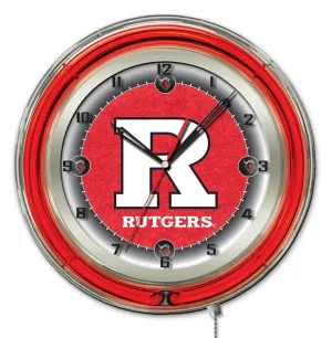 Rutgers Scarlet Knights HBS Neon Red College Battery Powered Wall Clock (19")