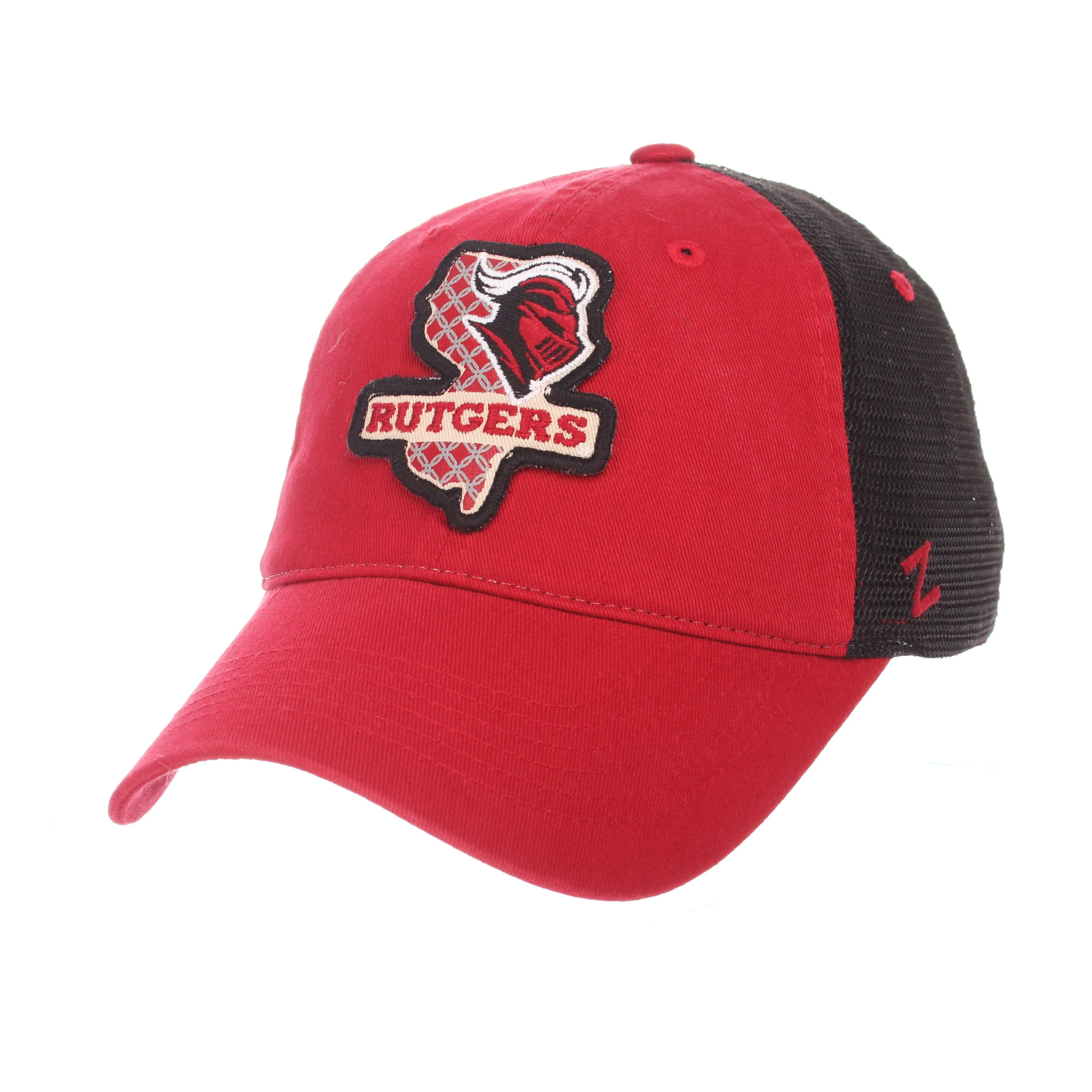 Rutgers Scarlet Knights Zephyr "Freeway" Red w/ Black Mesh Adj. Slouch Hat Cap