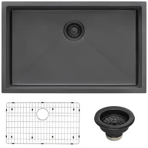 Ruvati 27-inch Undermount Gunmetal Black Stainless Steel Kitchen Sink 16 Gauge Single Bowl – RVH6127BL