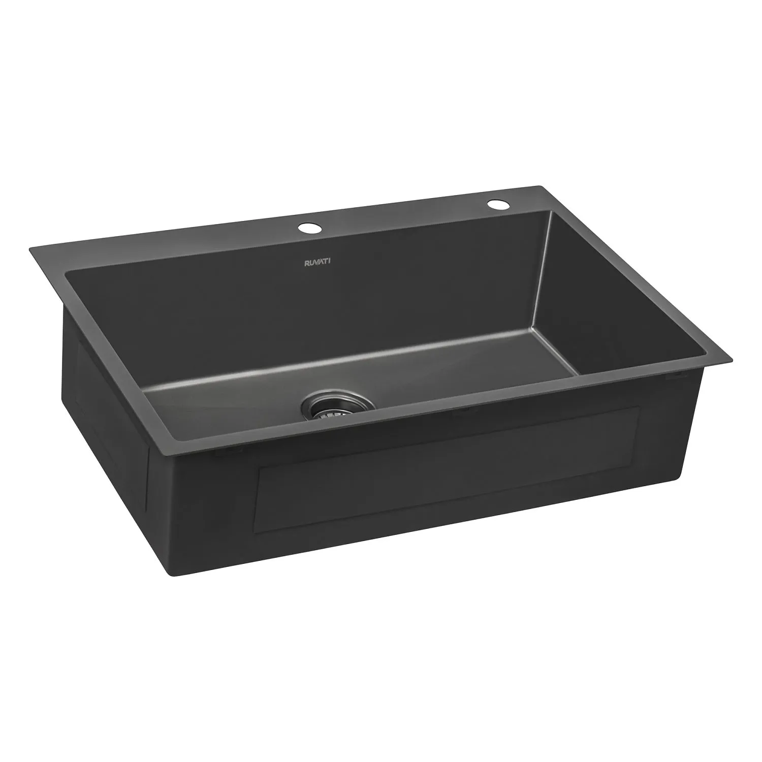 Ruvati 33 x 22 inch Gunmetal Black Stainless Steel Drop-in Topmount Kitchen Sink 16 Gauge Single Bowl – RVH5005BL