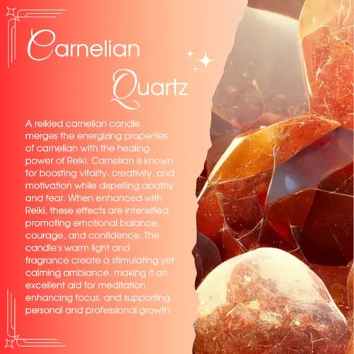 Ruya's Handcrafts Amber Single Wick Carnelian stone | Evoking Sense of Tranquillity, Positive Vibes, Therapy Candles | Healing Light (Spicy Incense)