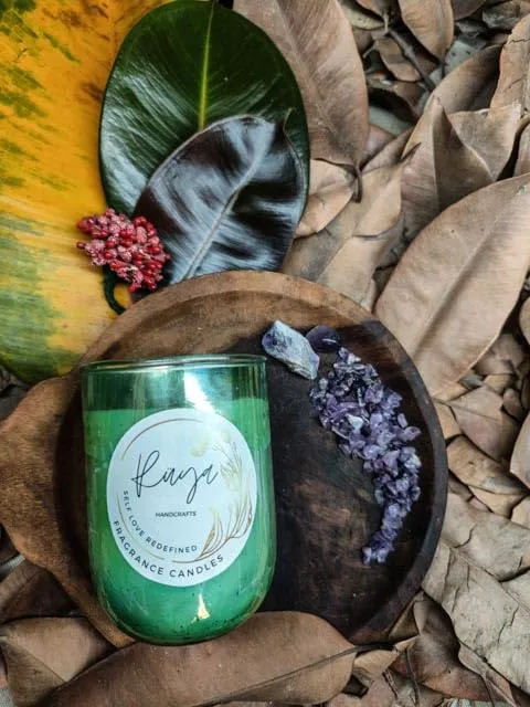 Ruya's Handcrafts Serinity Unicorn Jars Double Wick Amethyst stone | Evoking Sense of Tranquillity, Positive Vibes, Therapy Candles | Lucky Charm Candle (Spicy Incense)