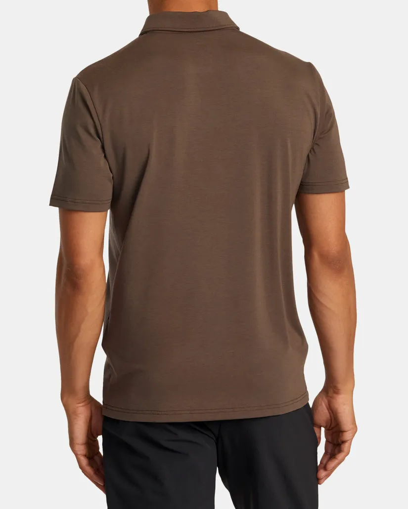 RVCA BALANCE SHORT SLEEVE POLO TEE - MOCHA