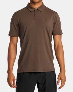 RVCA BALANCE SHORT SLEEVE POLO TEE - MOCHA