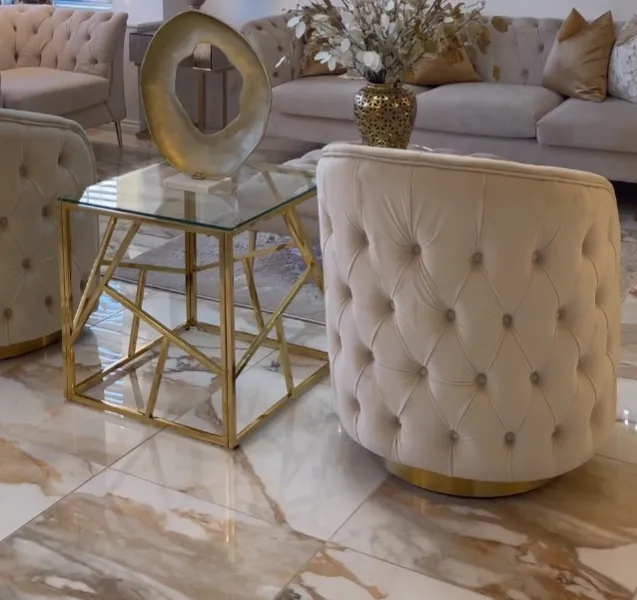 Rylight Stainless Steel Living Room End Table in Gold/Silver Finish