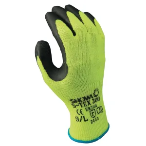 S-Tex 300 Rubber Palm-Coated Gloves, Black/Hi-Viz Yellow