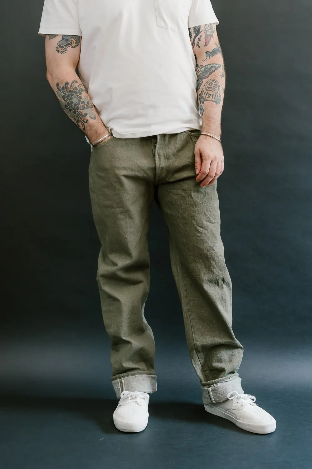 S0170GNX - 17oz Uguisu Denim - Straight Taper