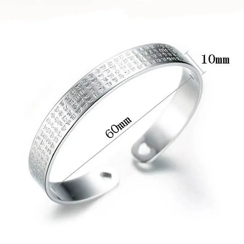 S925 Silver new woman luxury bracelet engraved bracelet Heart Sutra Lotus Male and female retro fashion jewelry