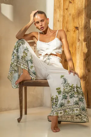 Sabina Green Tropical Wide Leg Pants