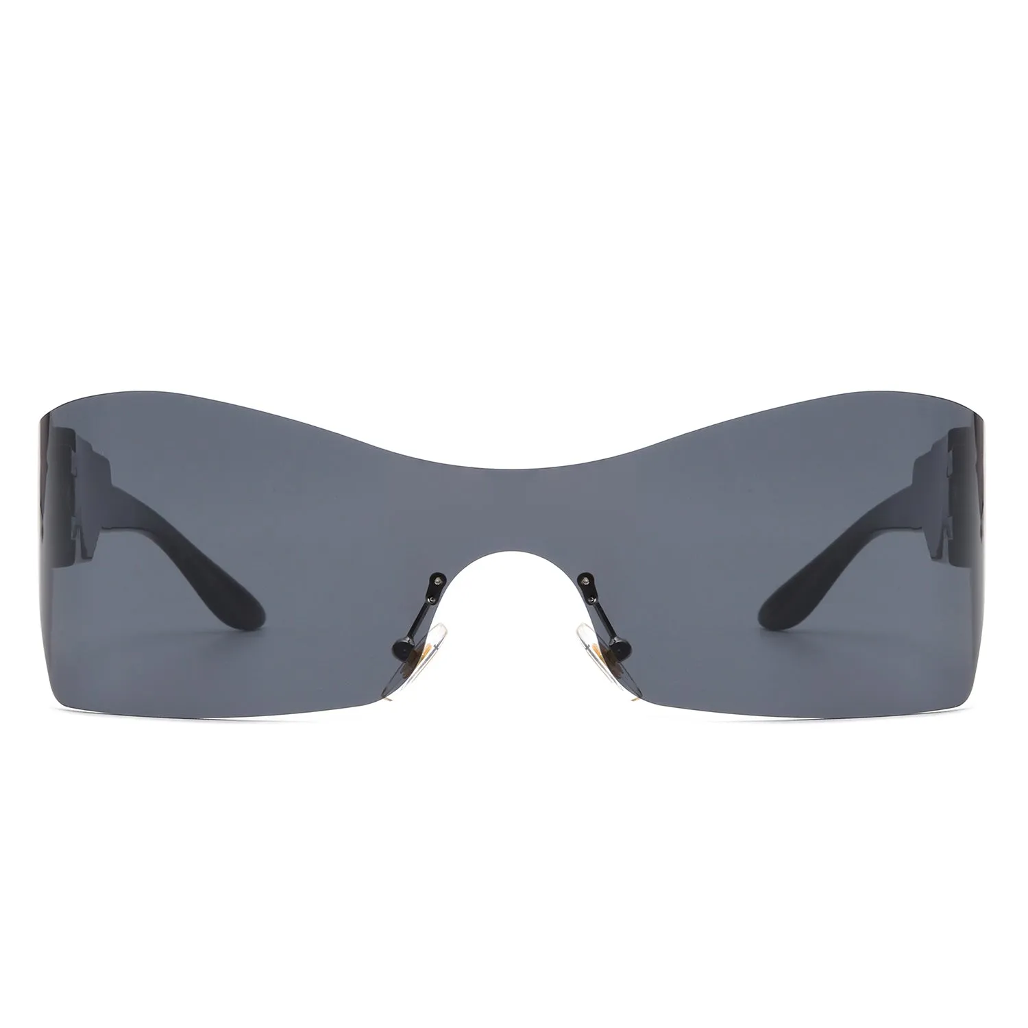 Sable - Futuristic Square Mirrored Flat Top Wrap Around Sunglasses