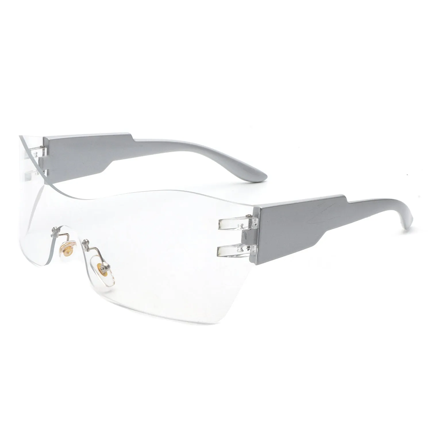 Sable - Futuristic Square Mirrored Flat Top Wrap Around Sunglasses