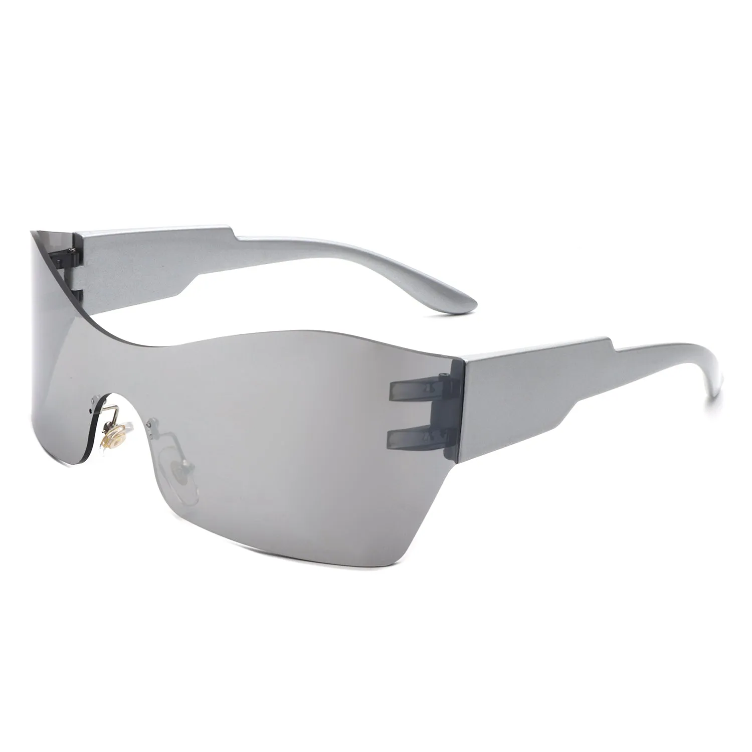 Sable - Futuristic Square Mirrored Flat Top Wrap Around Sunglasses