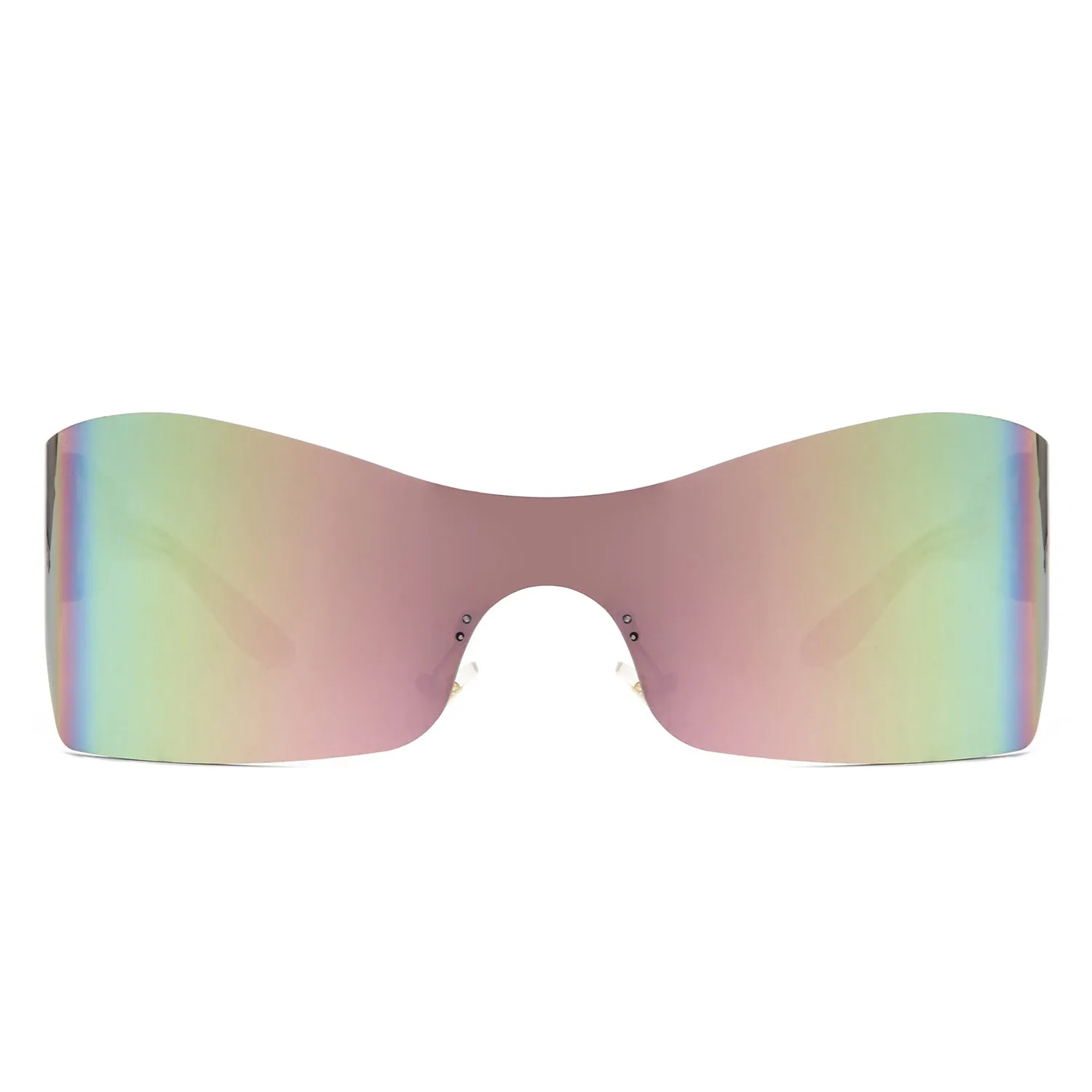 Sable - Futuristic Square Mirrored Flat Top Wrap Around Sunglasses