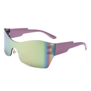 Sable - Futuristic Square Mirrored Flat Top Wrap Around Sunglasses