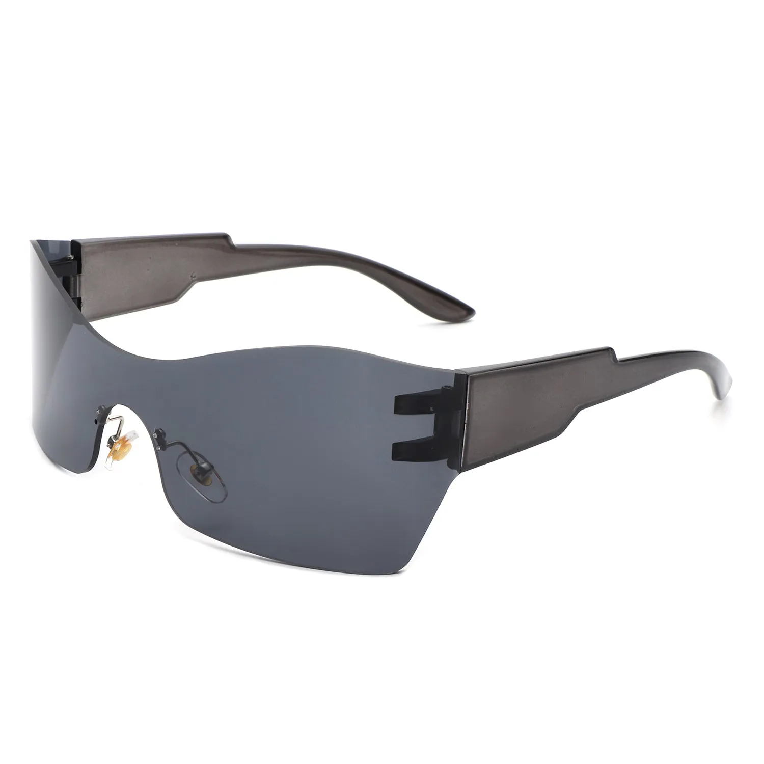 Sable - Futuristic Square Mirrored Flat Top Wrap Around Sunglasses