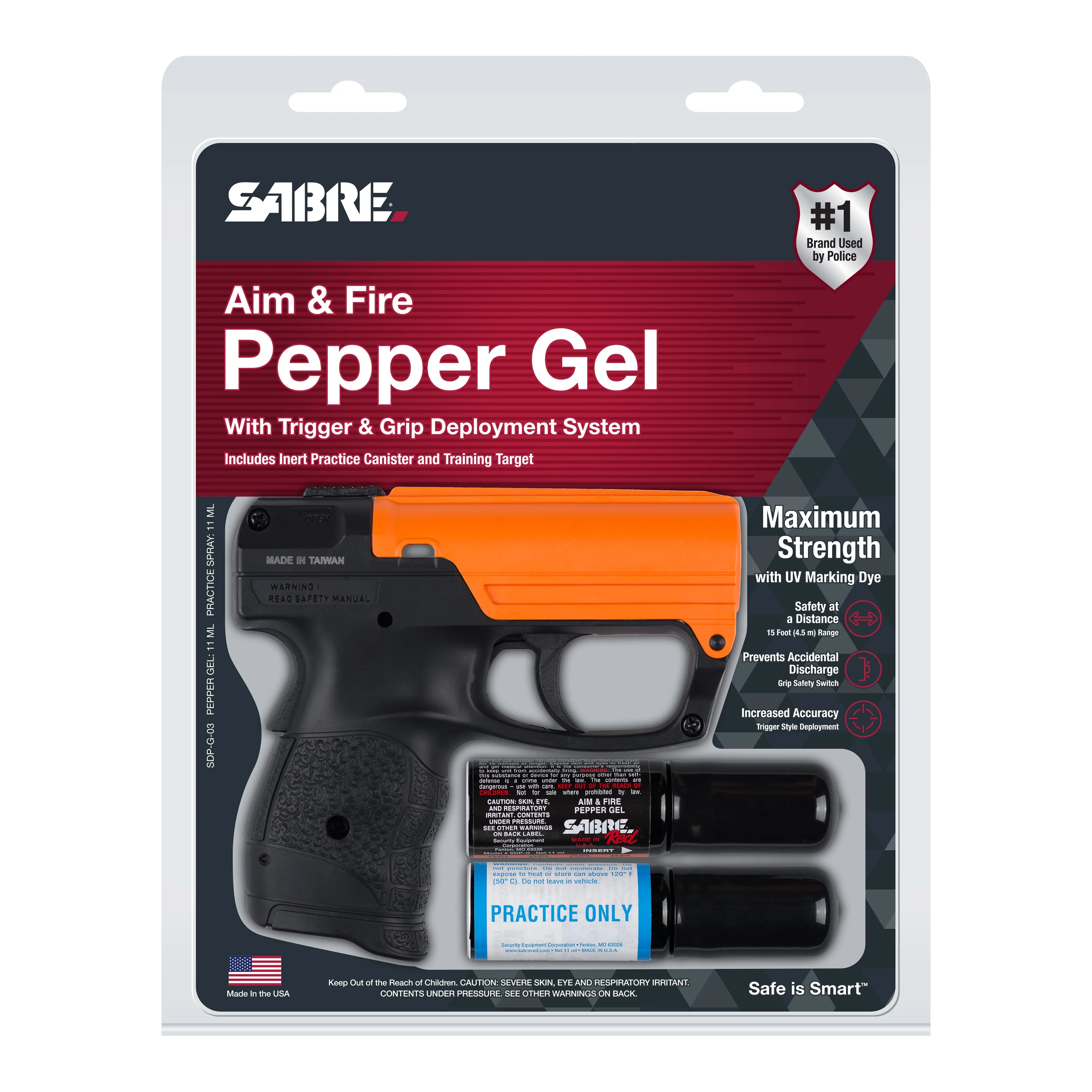 Sabre Aim and Fire Pepper Gel with Trigger and Grip Deployment