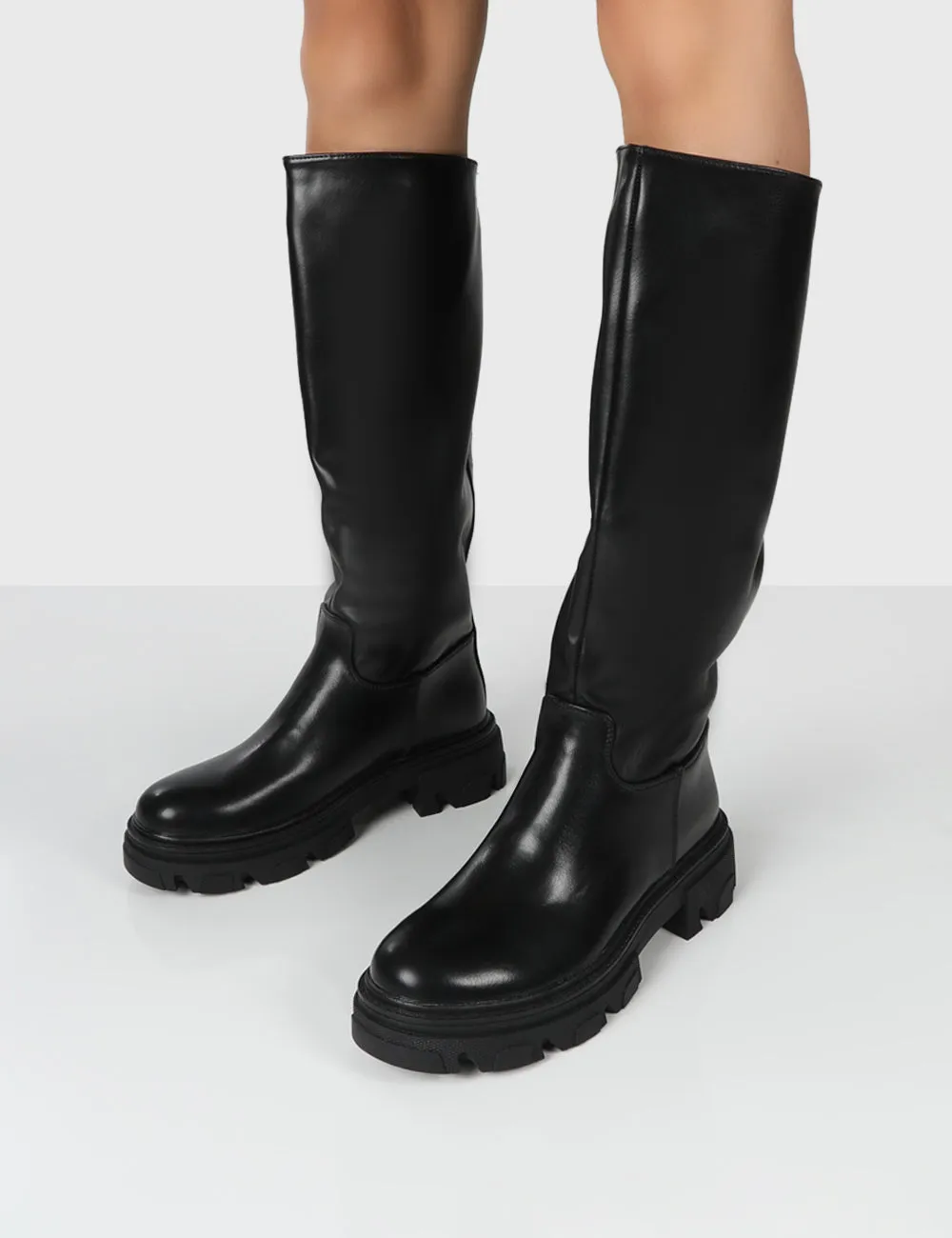 Sabrina Black Knee High Chunky Sole Boots