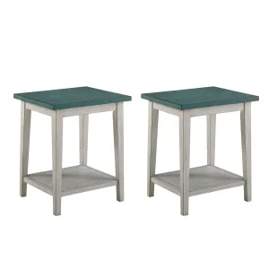 Saddle Dam Antique Teal 20-Inch 1-Shelf Side Table (Set of 2)