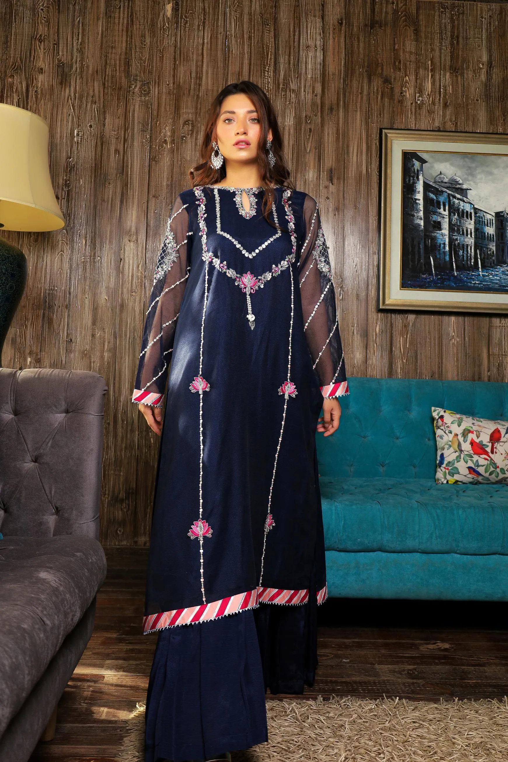 Sadia Aamir - Azal - Khaddi Shirt with Gharara - 3 Piece