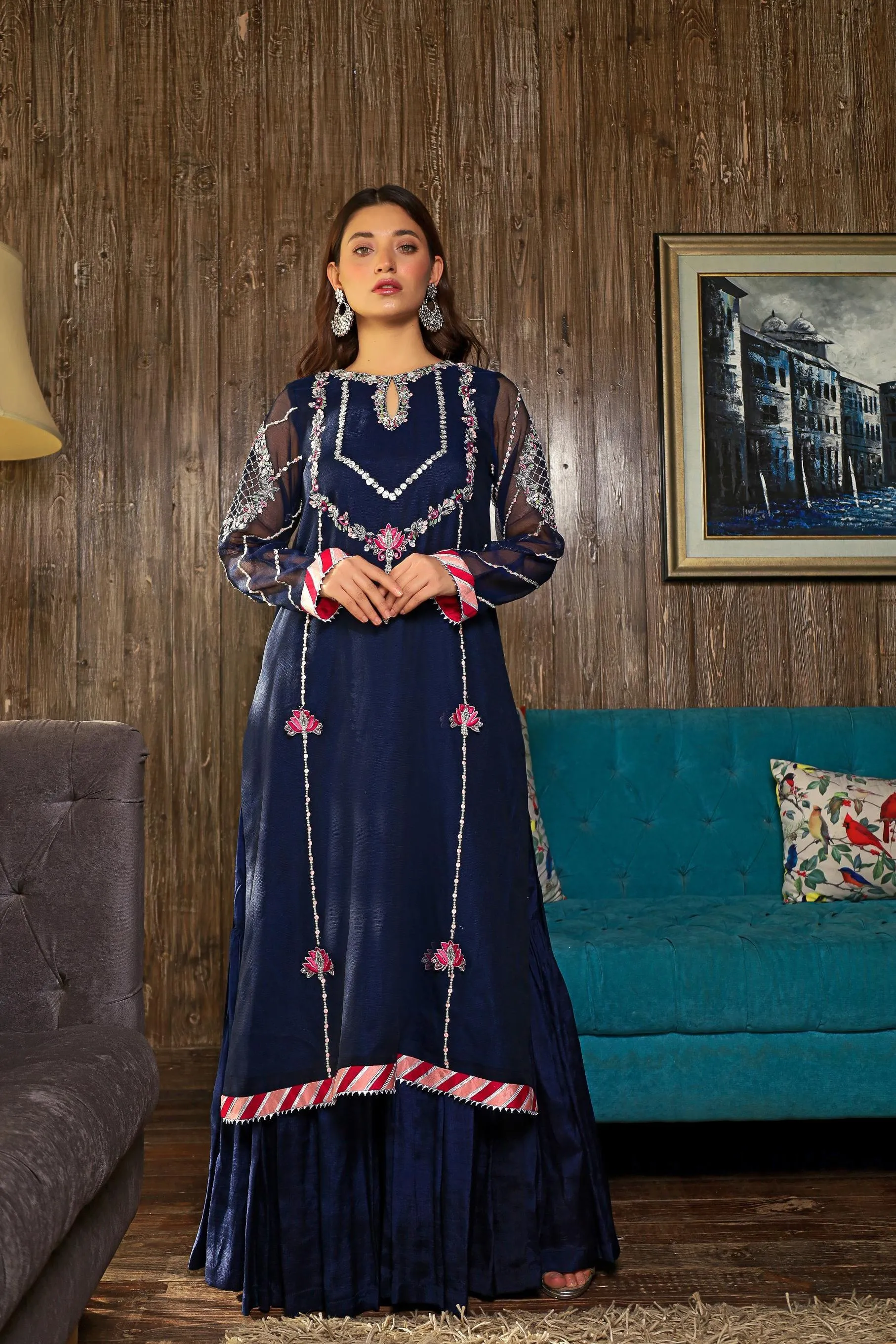 Sadia Aamir - Azal - Khaddi Shirt with Gharara - 3 Piece