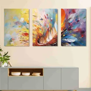 SAF paintings Set Of 3 Wooden Framed Canvas Painting|| Modern Abstract Art Canvas Wall Art Painting for Home Décor And Office||For Bedroom,Living Room Home wall and Office Interior CR-168