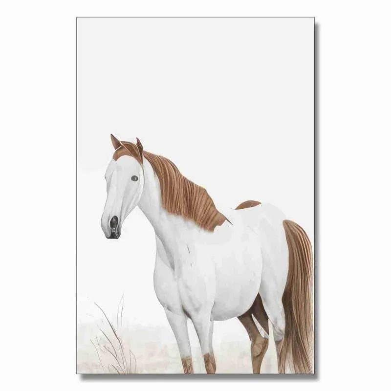 SAF paintings Unframed Rolled Art Print||White Horse Canvas Wall Art Print for Home Décor And Office||Unframed canvas Painting For Wall decor||Home wall and Office Interior CR-65