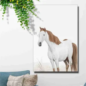 SAF paintings Unframed Rolled Art Print||White Horse Canvas Wall Art Print for Home Décor And Office||Unframed canvas Painting For Wall decor||Home wall and Office Interior CR-65