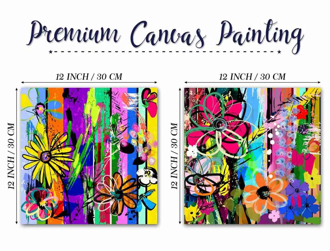 SAF paintings Wooden Framed Canvas Painting ||Set Of 2 Abstract Floral Theme Canvas Wall Art Painting for Home Décor Office||For Bedrom,Living Room Home wall and Office Interior CR-176