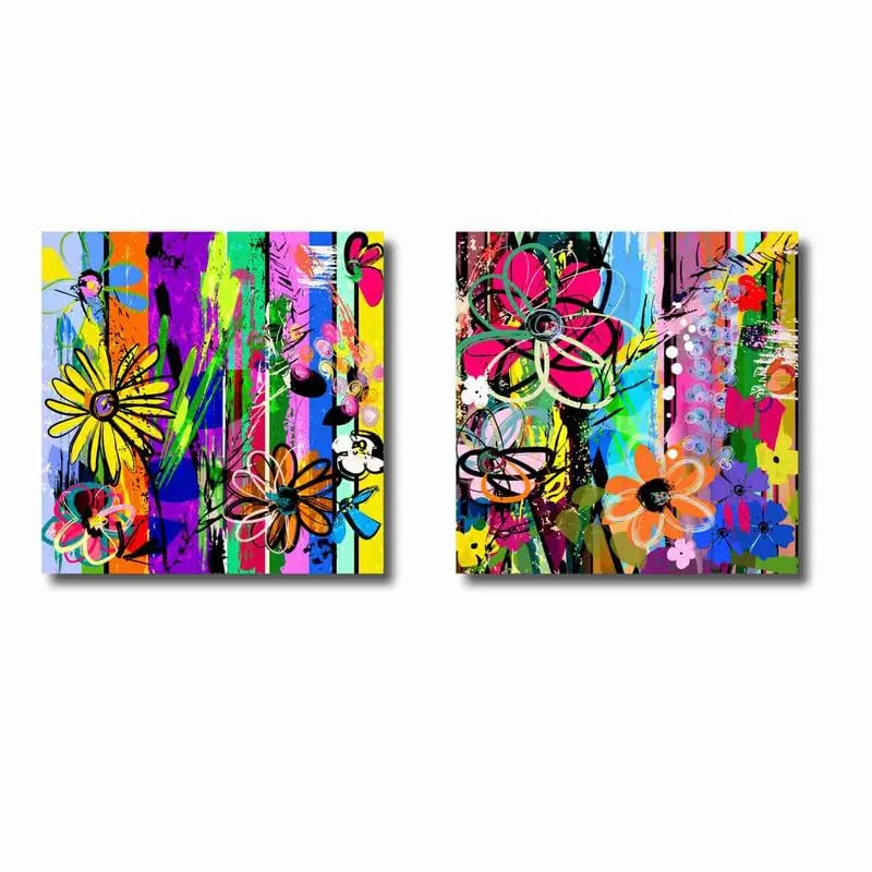 SAF paintings Wooden Framed Canvas Painting ||Set Of 2 Abstract Floral Theme Canvas Wall Art Painting for Home Décor Office||For Bedrom,Living Room Home wall and Office Interior CR-176