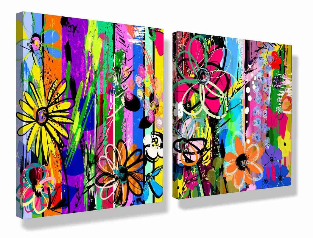 SAF paintings Wooden Framed Canvas Painting ||Set Of 2 Abstract Floral Theme Canvas Wall Art Painting for Home Décor Office||For Bedrom,Living Room Home wall and Office Interior CR-176