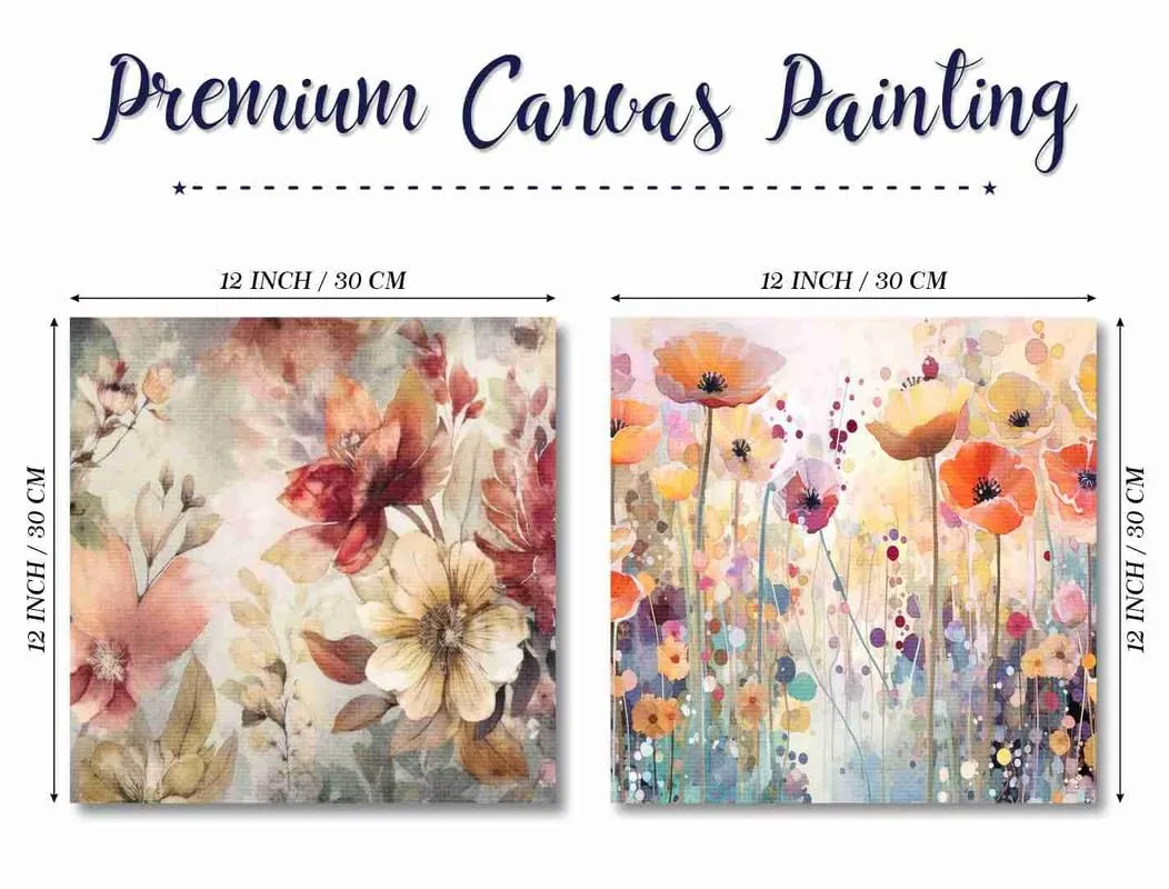 SAF paintings Wooden Framed Canvas Painting ||Set Of 2 Abstract Floral Theme Canvas Wall Art Painting for Home Décor Office||For Bedrom,Living Room Home wall and Office Interior CR-192