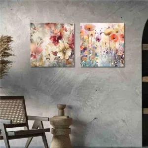 SAF paintings Wooden Framed Canvas Painting ||Set Of 2 Abstract Floral Theme Canvas Wall Art Painting for Home Décor Office||For Bedrom,Living Room Home wall and Office Interior CR-192