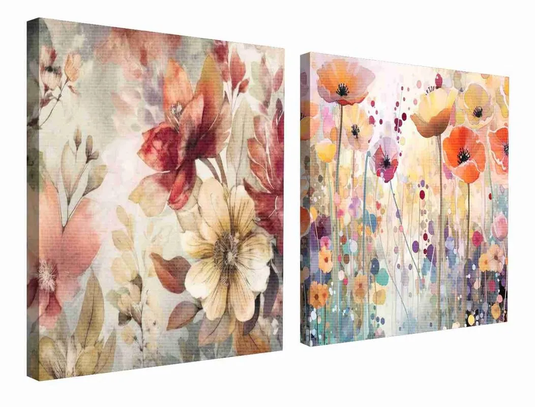 SAF paintings Wooden Framed Canvas Painting ||Set Of 2 Abstract Floral Theme Canvas Wall Art Painting for Home Décor Office||For Bedrom,Living Room Home wall and Office Interior CR-192