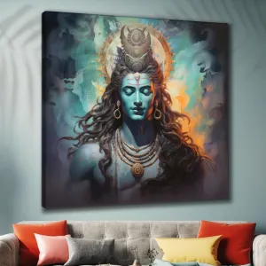 SAF paintings Wooden Framed Lord Shiva Canvas Wall Painting for Home Décor And Office||For Bedroom,Living Room Home wall and Office Interior 24X24Inch and Office CR-266