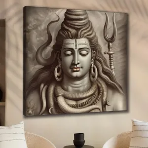 SAF paintings Wooden Framed Lord Shiva Canvas Wall Painting for Home Décor And Office||For Bedroom,Living Room Home wall and Office Interior 24X24Inch and Office CR-272